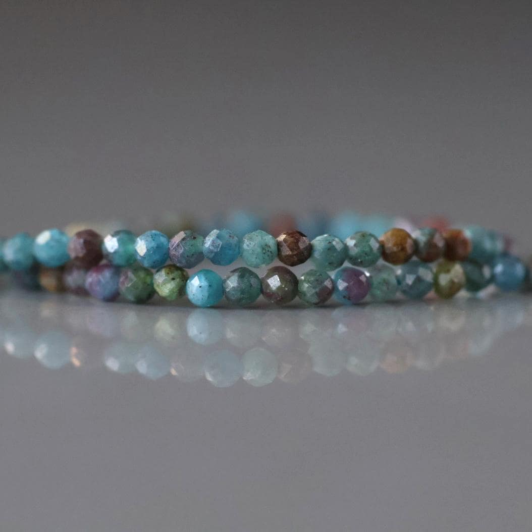 2.5mm Ruby in Kyanite Beads - Tiny Faceted Round Natural Gemstone 15" Strand