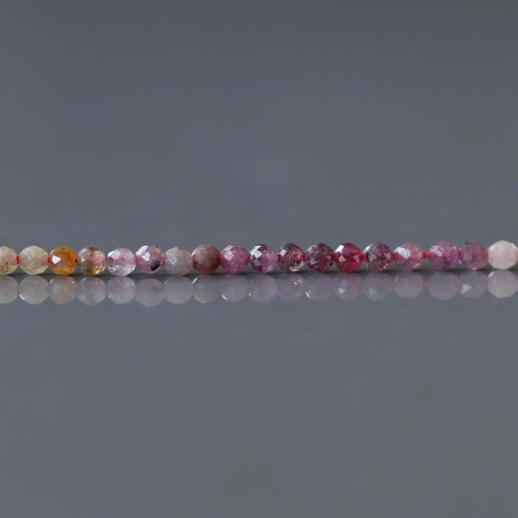 2.5mm Ruby Yellow Sapphire Micro Faceted Beads Genuine Small Beads 15" Gemstone Beads for Jewelry Making July Birthstone September Seed Bead