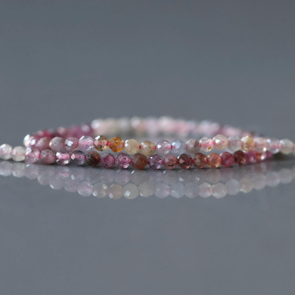 2.5mm Ruby Yellow Sapphire Micro Faceted Beads Genuine Small Beads 15" Gemstone Beads for Jewelry Making July Birthstone September Seed Bead