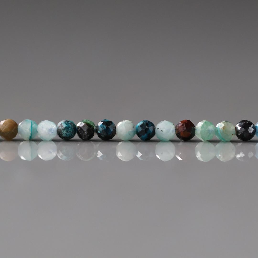 2.5mm Shattuckite Chrysocolla Beads ‚Äì Tiny Faceted Round Natural Gemstone 15" Strand