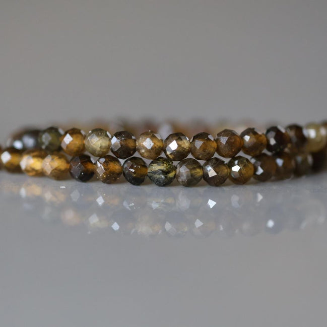 2.5mm Smoky Tourmaline Micro Faceted Beads 15" Brown Sparkly Gemstone Bead for Jewelry Making Beading Gift Crafter October Birthstone