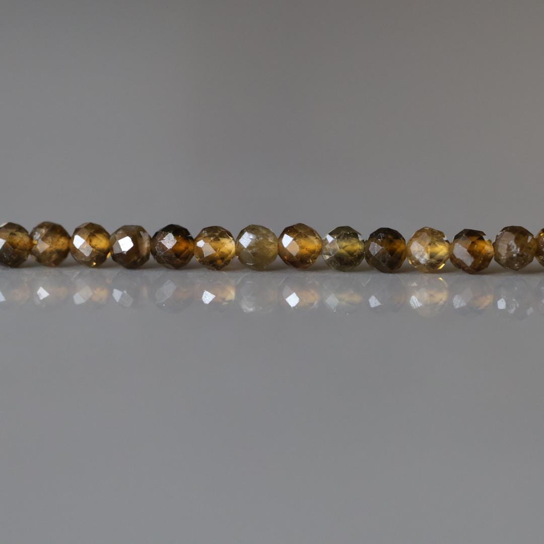 2.5mm Smoky Tourmaline Beads ‚Äì Tiny Faceted Round Natural Gemstone 15" Strand