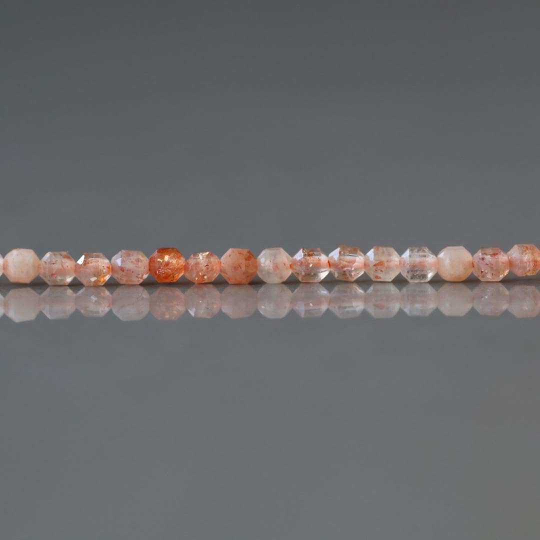 2.5mm Sunstone Beads ‚Äì Tiny Faceted Prism Natural Gemstone 15" Strand