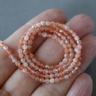2.5mm Sunstone Beads ‚Äì Tiny Faceted Prism Natural Gemstone 15" Strand