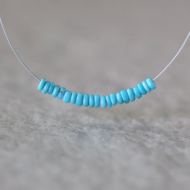 2.5mm Tiny Natural Sleeping Beauty Turquoise Rondelle Beads Smooth 1” Gemstone Beads DIY Jewelry Making December Birthstone