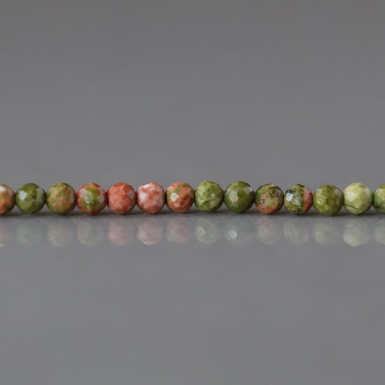 2.5mm Unakite Faceted Beads 15" Green Orange Genuine Gemstone Beads for Jewelry Making Beading Craft Gift DIY Jewelry