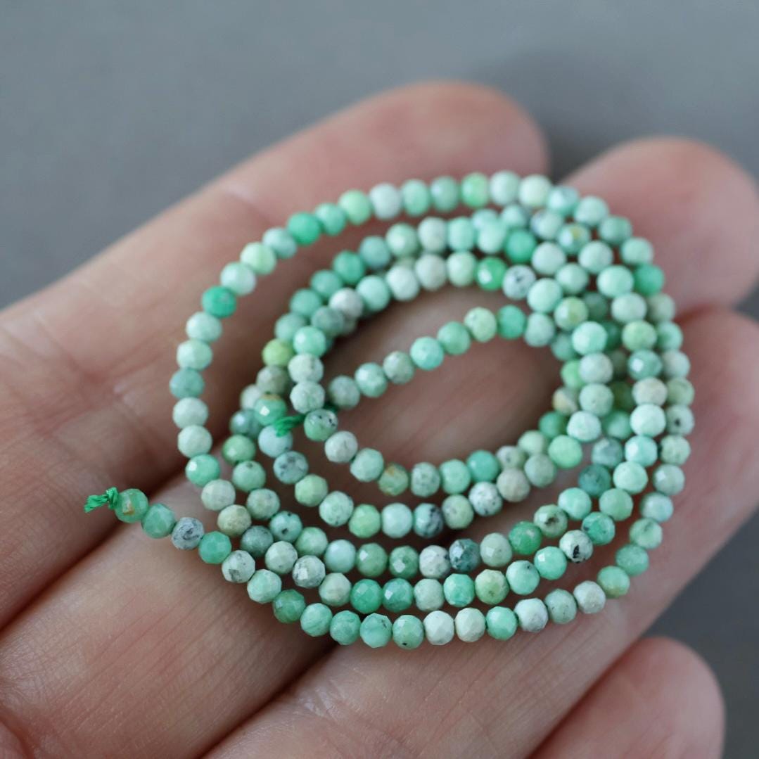 2.5mm Variscite Beads – Tiny Faceted Round Natural Gemstone 15" Strand