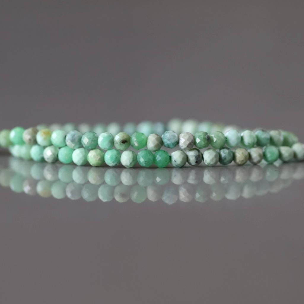 2.5mm Variscite Beads – Tiny Faceted Round Natural Gemstone 15" Strand