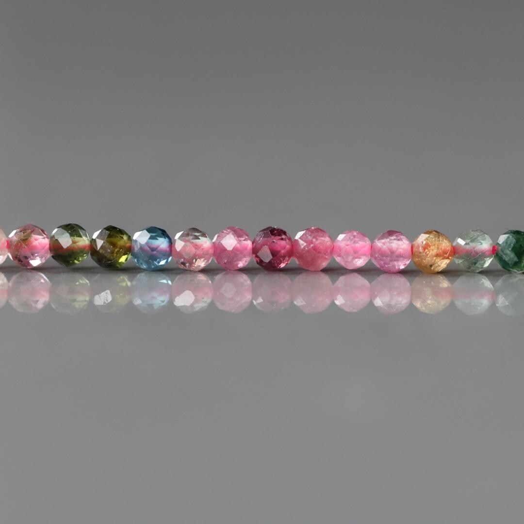 2.5mm AAA Watermelon Tourmaline Micro Faceted Beads 15" Transparent Rainbow Gemstone Beads for Jewelry Making October birthstone