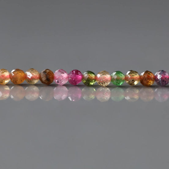 2.5mm AAA Watermelon Tourmaline Micro Faceted Beads 15" Transparent Rainbow Gemstone Beads for Jewelry Making October birthstone