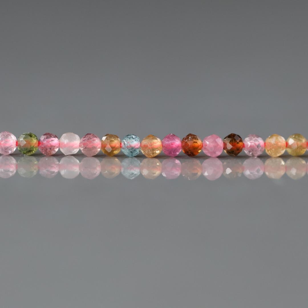 2.5mm AAA Watermelon Tourmaline Micro Faceted Beads 15" Transparent Rainbow Gemstone Beads for Jewelry Making