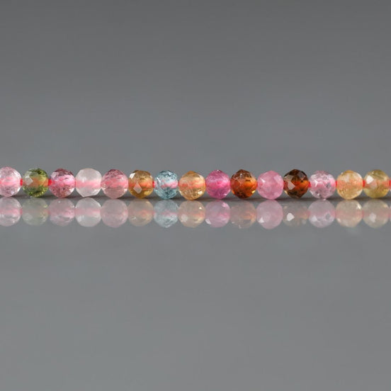 2.5mm AAA Watermelon Tourmaline Micro Faceted Beads 15" Transparent Rainbow Gemstone Beads for Jewelry Making