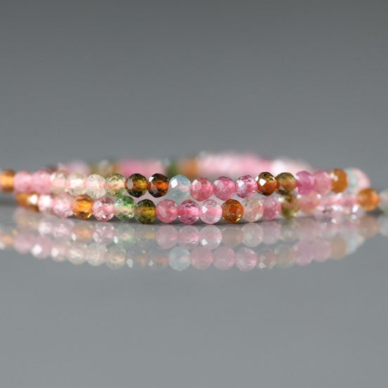2.5mm AAA Watermelon Tourmaline Micro Faceted Beads 15" Transparent Rainbow Gemstone Beads for Jewelry Making