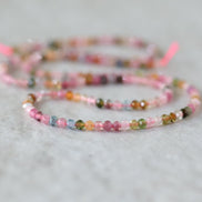 2.5mm Watermelon Tourmaline Beads – Tiny Faceted Round Natural Gemstone 15