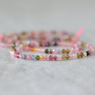 2.5mm Watermelon Tourmaline Beads – Tiny Faceted Round Natural Gemstone 15" Strand
