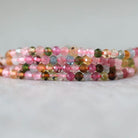 2.5mm Watermelon Tourmaline Beads – Tiny Faceted Round Natural Gemstone 15" Strand