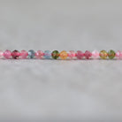 2.5mm Watermelon Tourmaline Beads – Tiny Faceted Round Natural Gemstone 15" Strand