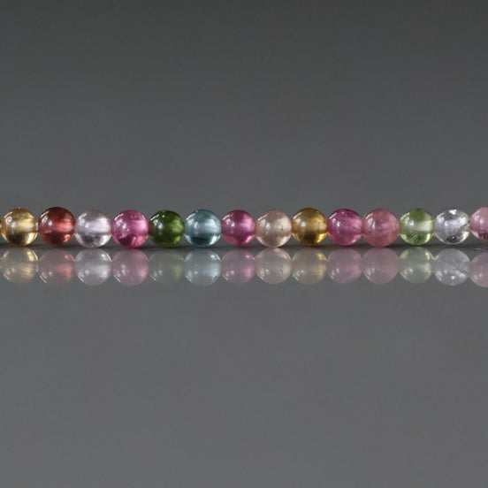 2.5mm Top Quality Watermelon Tourmaline Smooth Beads 7” Transparent Rainbow Gemstone Beads for Jewelry Making DIY October Birthstone