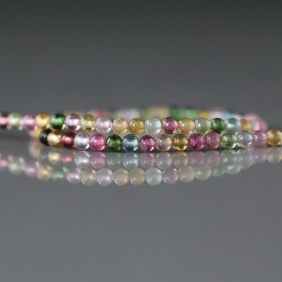2.5mm Top Quality Watermelon Tourmaline Smooth Beads 7” Transparent Rainbow Gemstone Beads for Jewelry Making DIY October Birthstone