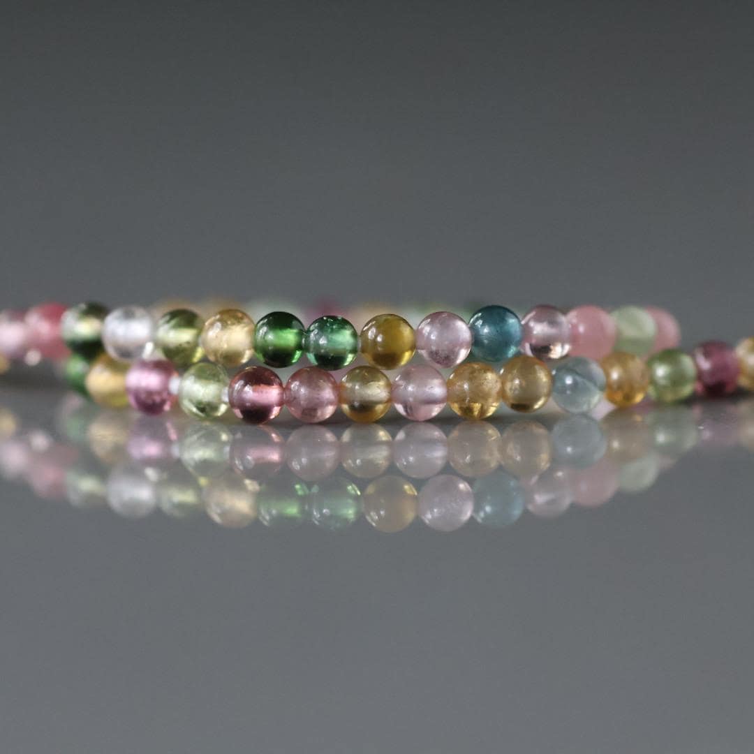 2.5mm Top Quality Watermelon Tourmaline Smooth Beads 7” Transparent Rainbow Gemstone Beads for Jewelry Making DIY October Birthstone