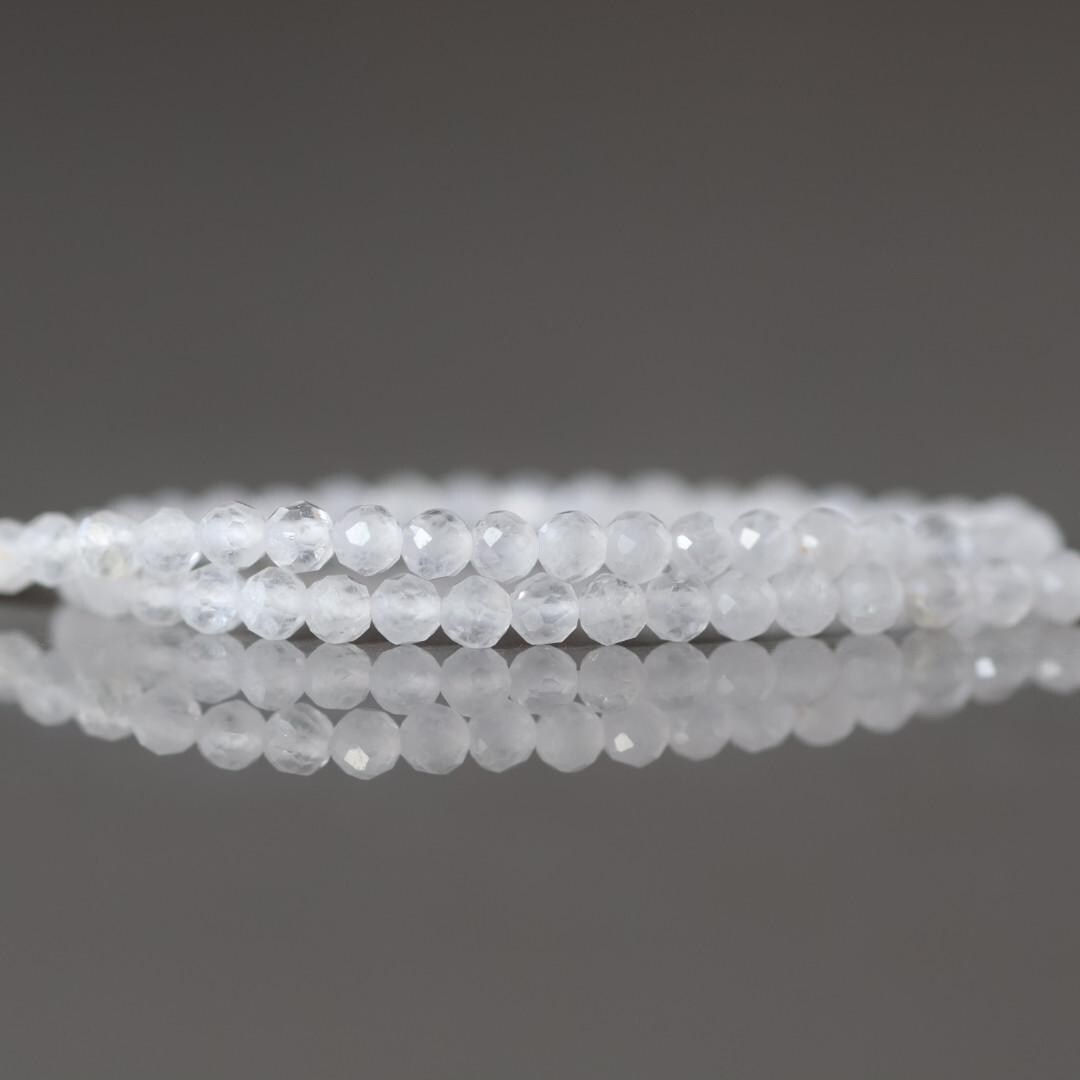 2.5mm White Jade Micro Faceted Beads Genuine Beads 15.5" Sparkly White Gemstone Beads Beading Crafter Gift