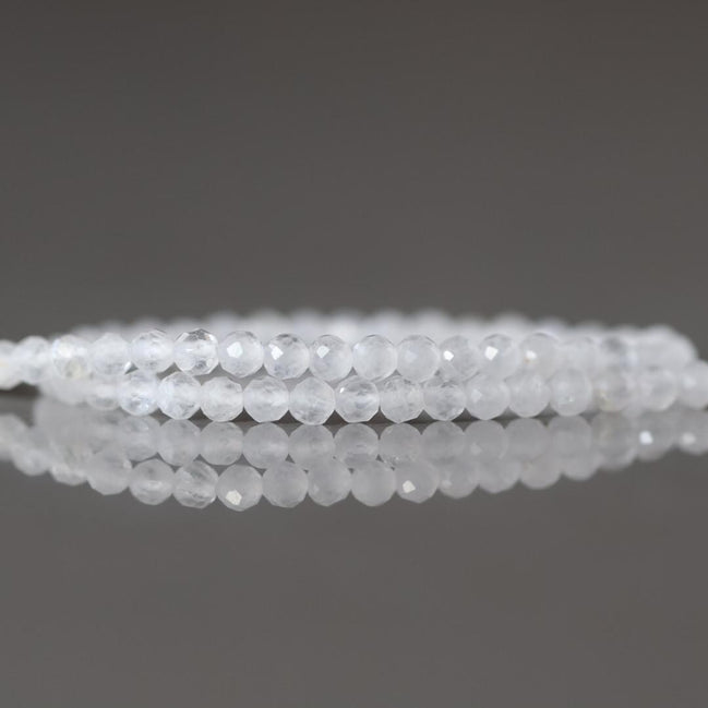 2.5mm White Jade Micro Faceted Beads Genuine Beads 15.5" Sparkly White Gemstone Beads Beading Crafter Gift