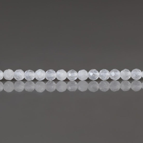 2.5mm White Jade Micro Faceted Beads Genuine Beads 15.5" Sparkly White Gemstone Beads Beading Crafter Gift