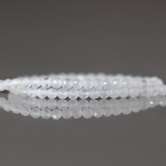 2.5mm White Jade Beads ‚Äì Tiny Faceted Round Natural Gemstone 15" Strand