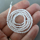 2.5mm White Jade Beads - Tiny Faceted Round Natural Gemstone 15" Strand