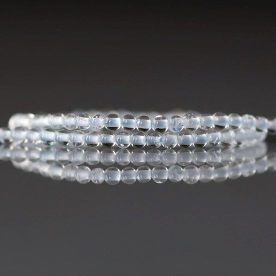 2.5mm White Topaz Beads ‚Äì Tiny Smooth Round Natural Gemstone 15" Strand