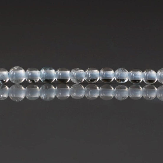 2.5mm White Topaz Beads ‚Äì Tiny Smooth Round Natural Gemstone 15" Strand