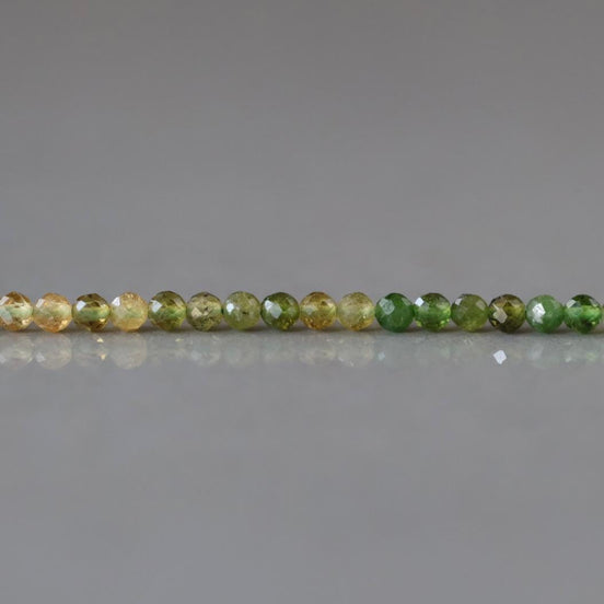 2.5mm Ombre Green Yellow Tourmaline Micro Faceted Beads 15" Sparkly Gemstone Beads Jewelry Making Beading Gift Crafter October Birthstone
