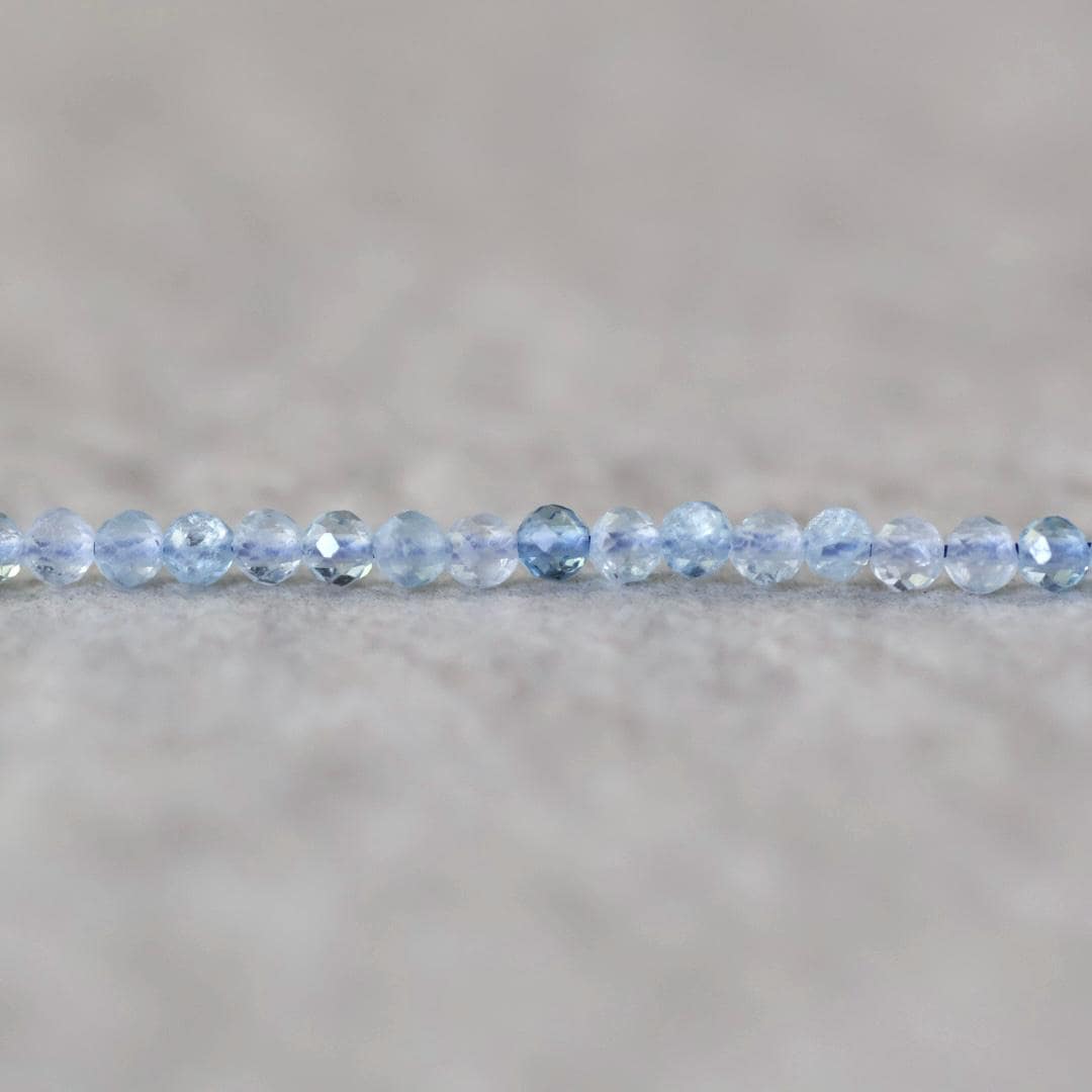 2.6mm AAA Aquamarine Faceted Beads Round 15" Natural Blue Gemstone for DIY Jewelry Making Beading Supplies March Birthstone