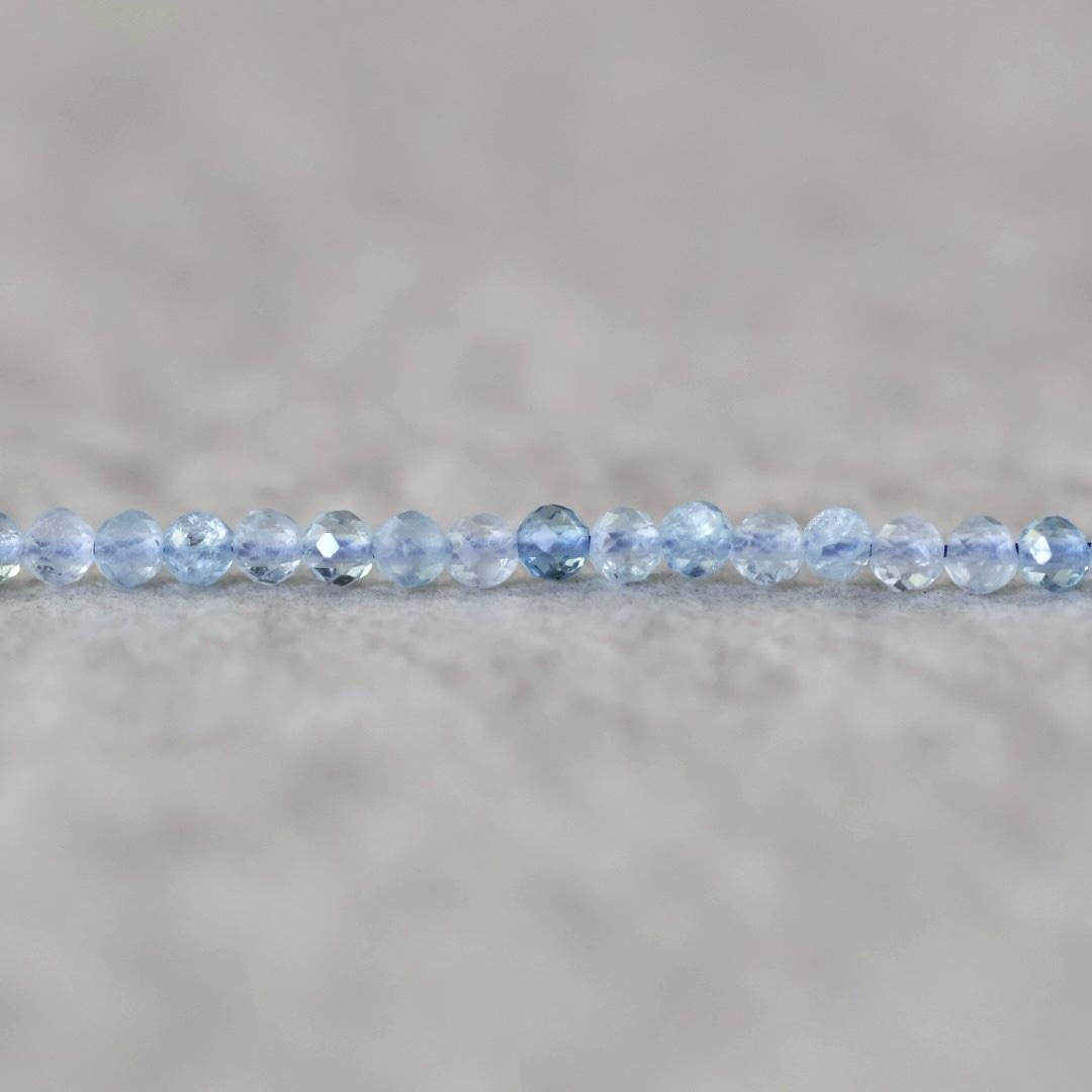 2.6mm AAA Aquamarine Faceted Beads Round 15" Natural Blue Gemstone for DIY Jewelry Making Beading Supplies March Birthstone