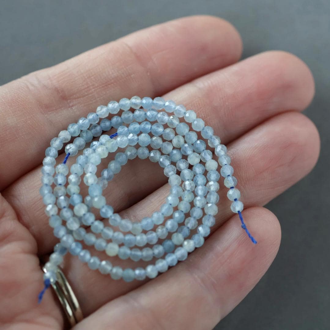 2.6mm Lemurian Beads – Faceted Round Micro Gemstone 15" Strand