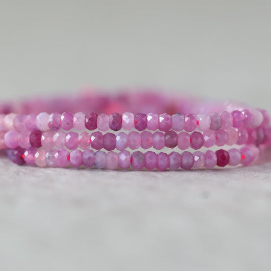 2.7mm AAA Pink Ruby Beads Faceted Rondelle Natural Pink Gemstone for DIY Jewelry Making Supplies July Birthstone