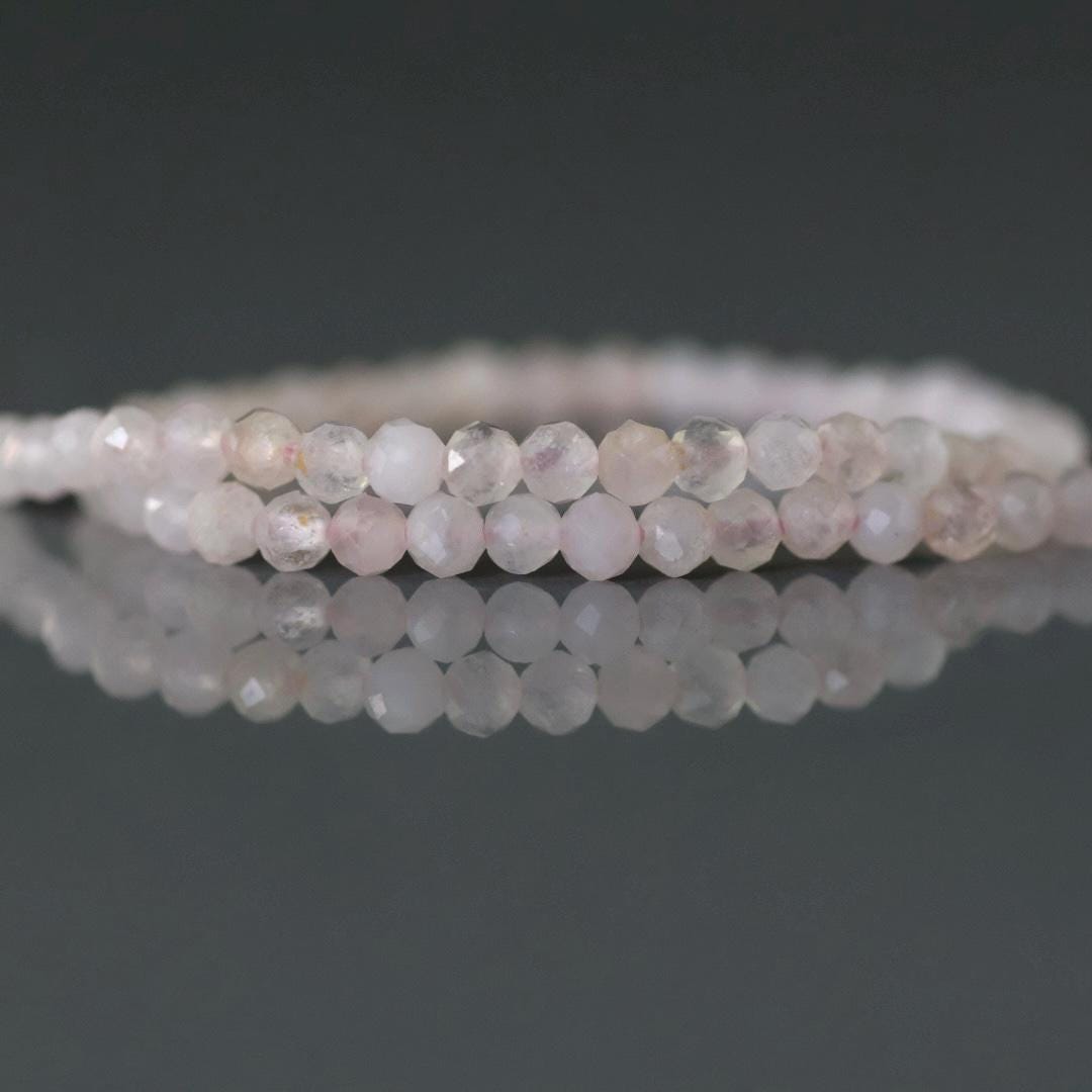 2.8-3mm Pink Morganite Beads - Faceted Round Micro Gemstone 15" Strand