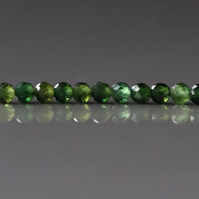 2.5mm AAA Green Tourmaline Micro Faceted Beads 4” Sparkly Gemstone Beads for Jewelry Making Beading Gift Crafter October Birthstone
