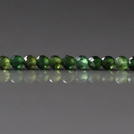 2.5mm AAA Green Tourmaline Micro Faceted Beads 4” Sparkly Gemstone Beads for Jewelry Making Beading Gift Crafter October Birthstone