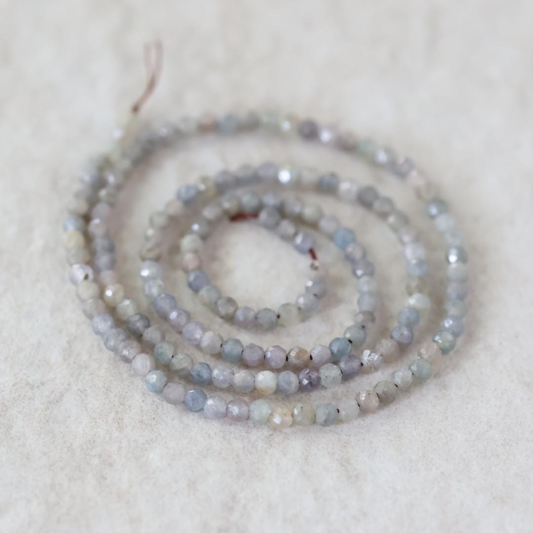 2.8mm Montana Sapphire Beads Faceted 15" Raw Gray Sapphire Genuine Gemstone Beads Jewelry Making Beading Craft Gift September Birthstone