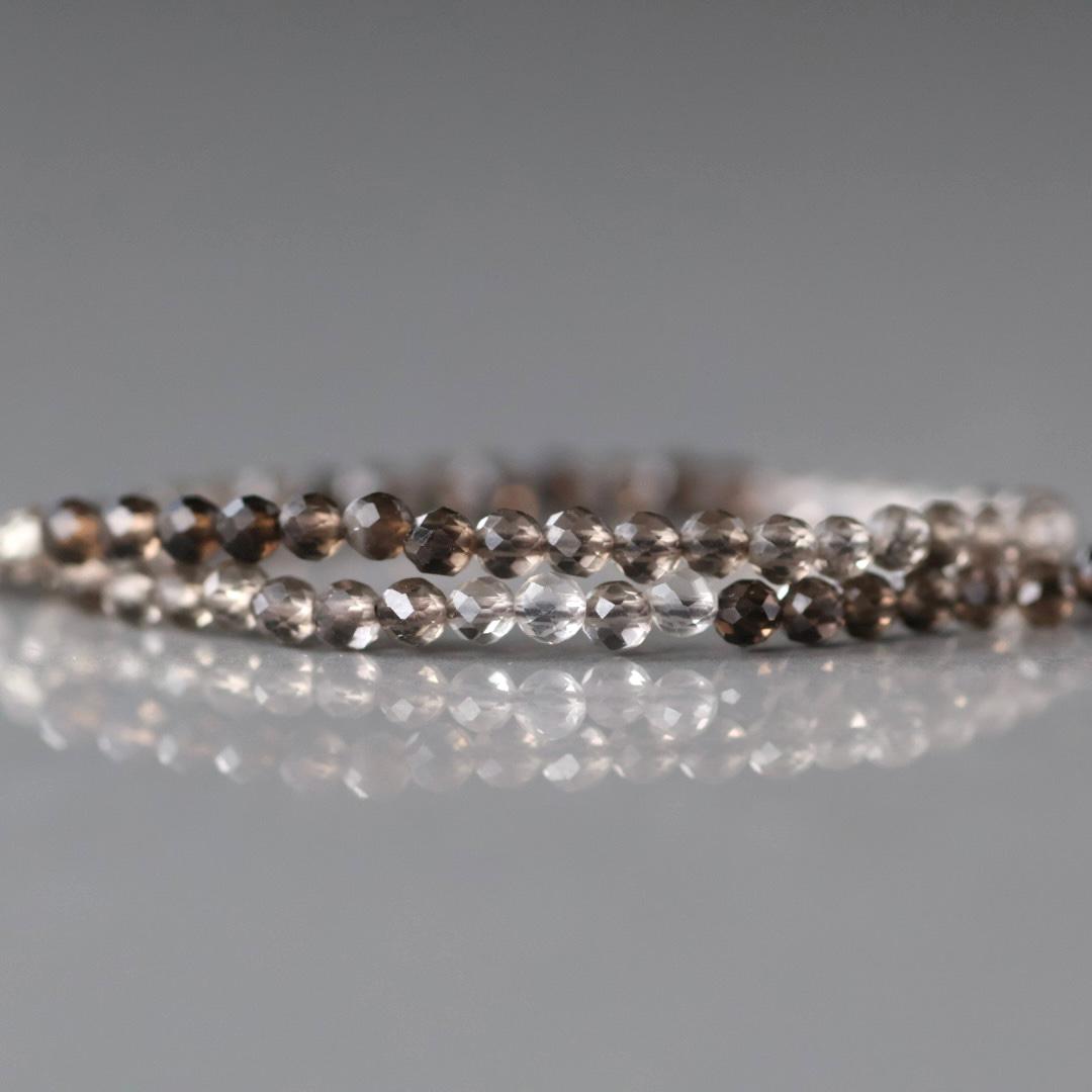 2.8mm Smoky Quartz Beads – Faceted Round Micro Gemstone 15" Strand