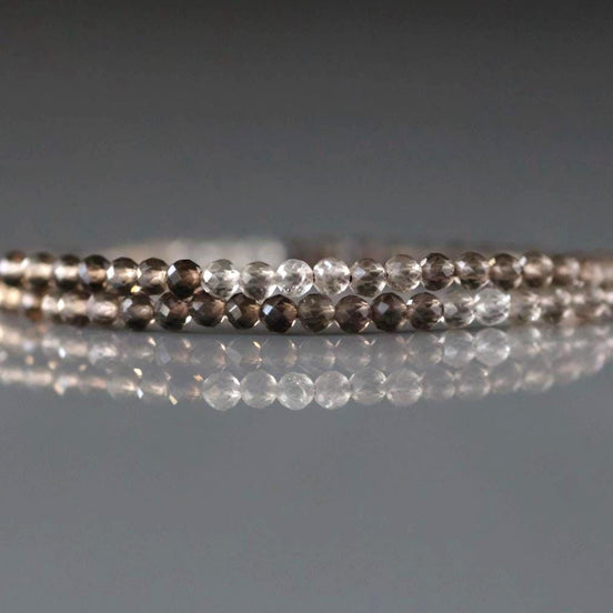 2.8mm Smoky Quartz Beads – Faceted Round Micro Gemstone 15" Strand