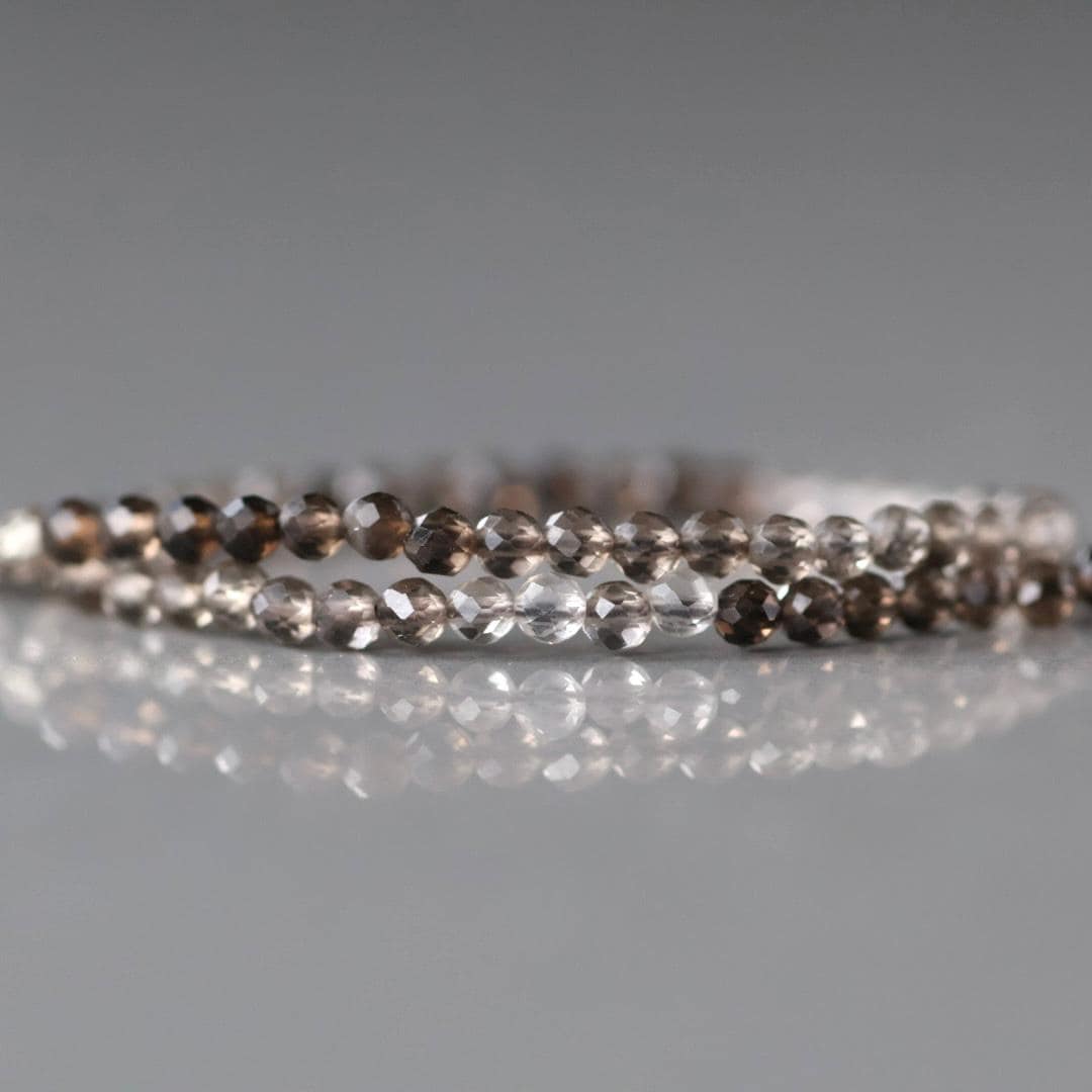 2.8mm Smoky Quartz Beads ‚Äì Faceted Round Micro Gemstone 15" Strand