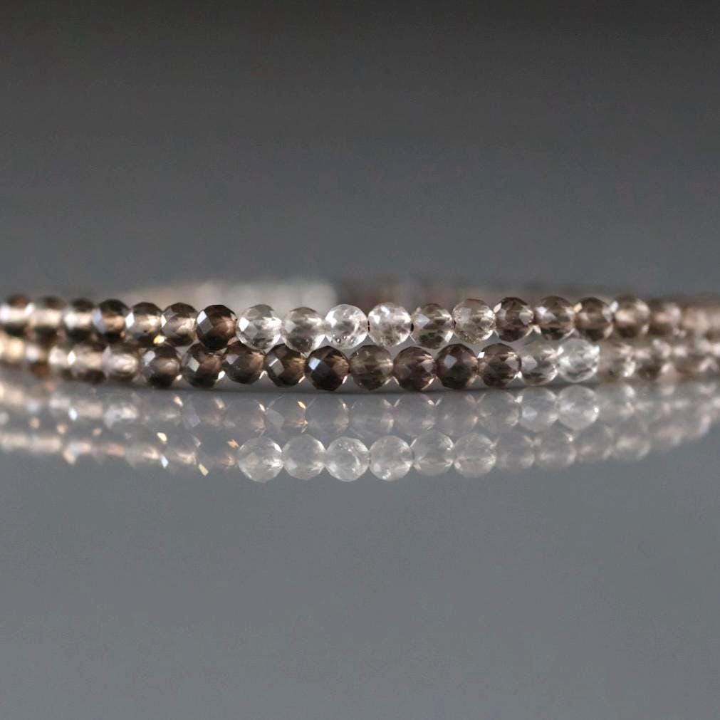 2.8mm Smoky Quartz Beads ‚Äì Faceted Round Micro Gemstone 15" Strand