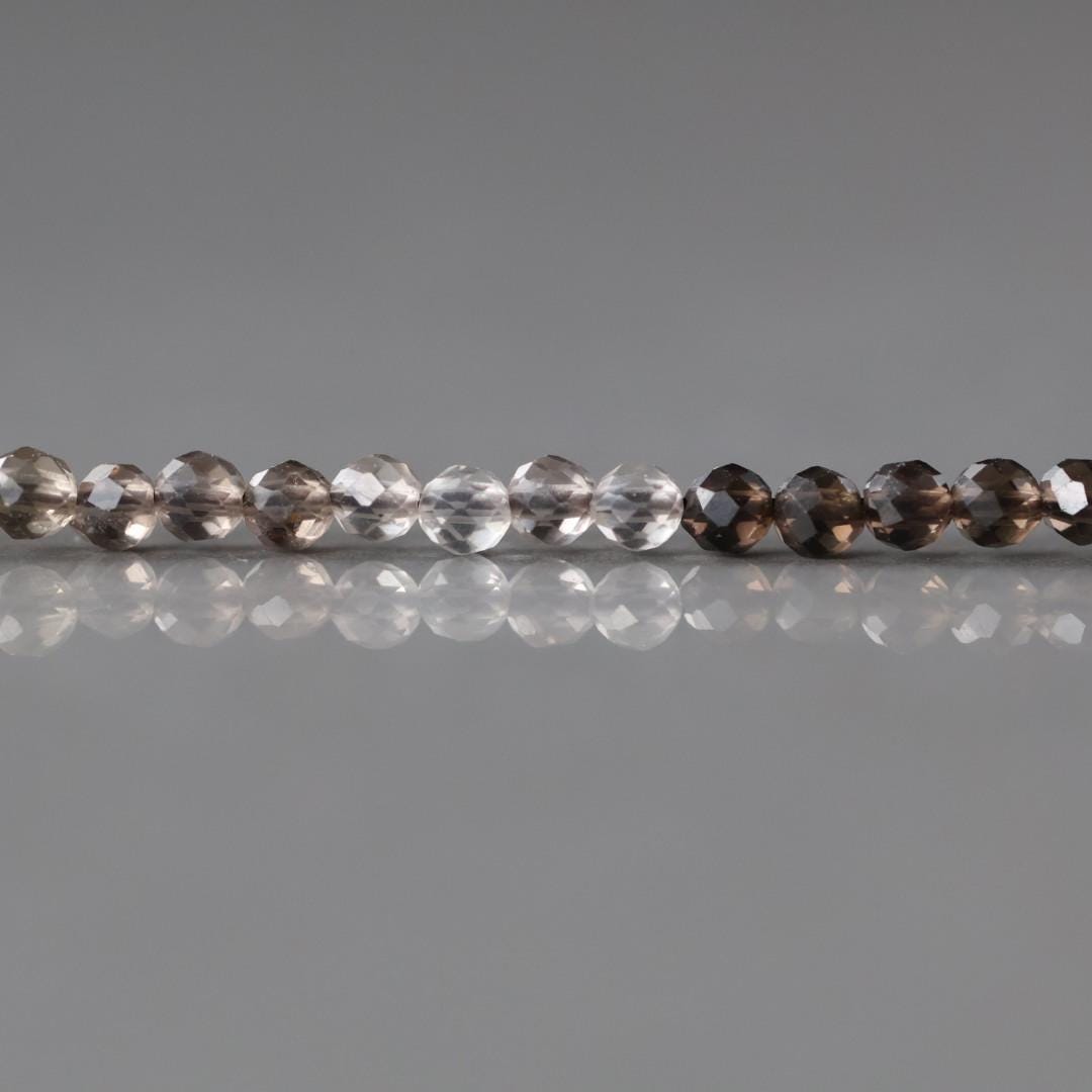 2.8mm Smoky Quartz Beads ‚Äì Faceted Round Micro Gemstone 15" Strand