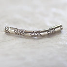 20mm Tiny Thai Karen Hill Tribe Silver Tube Curved Flower Stamped Bar Bead Fine Silver for DIY Jewelry Making
