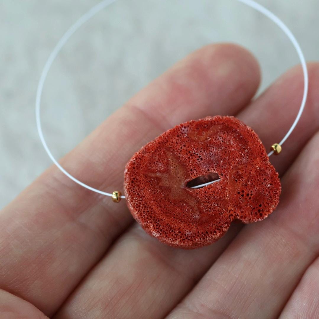 20mm Large Sponge Coral Slice Bead Natural Raw Coral Gemstone for DIY Jewelry Making Pendant