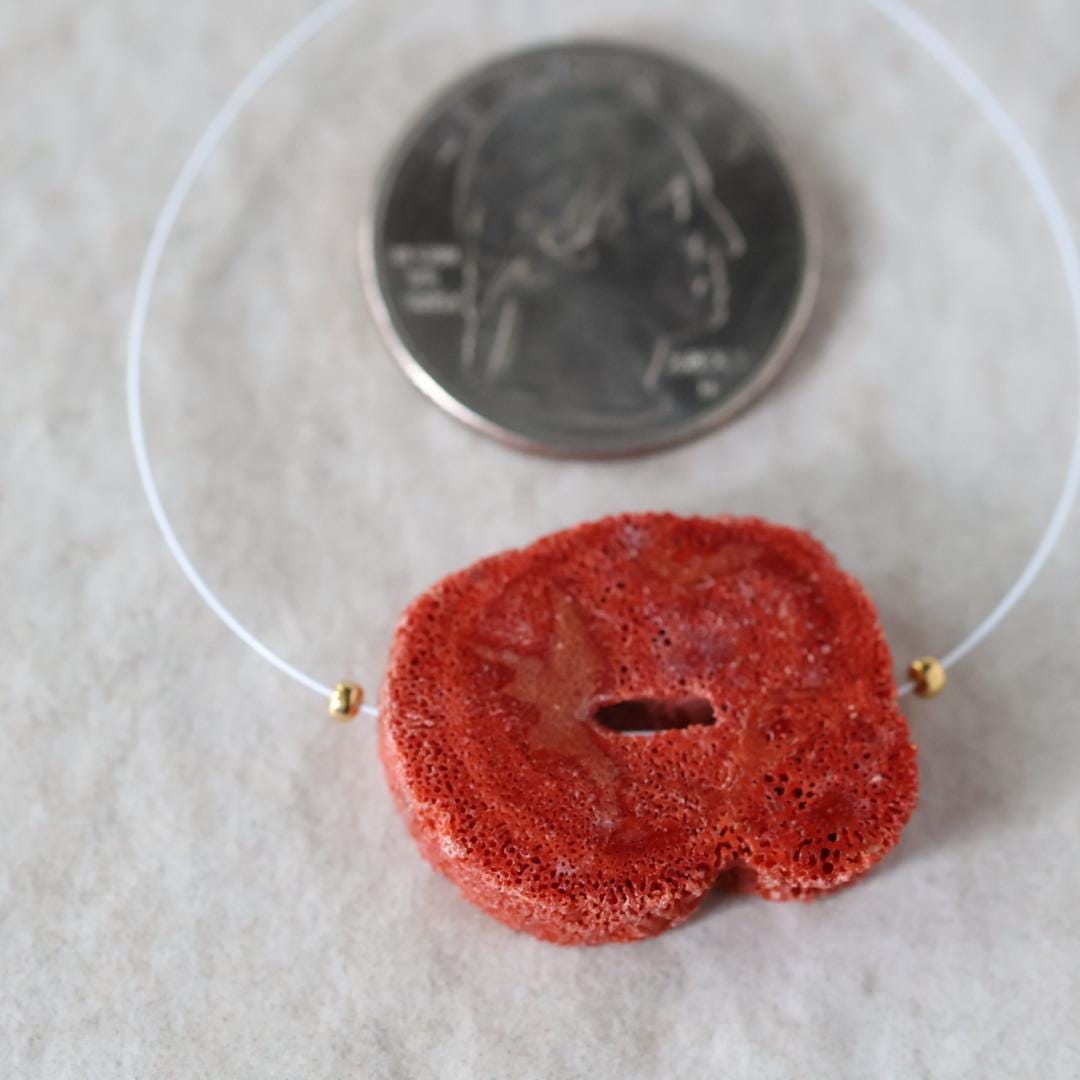 20mm Large Sponge Coral Slice Bead Natural Raw Coral Gemstone for DIY Jewelry Making Pendant