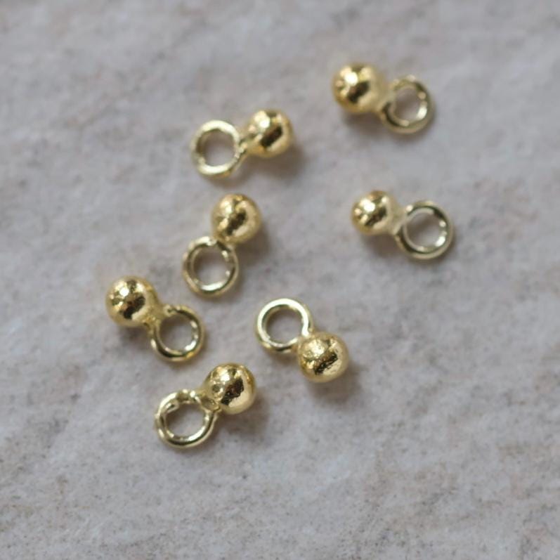 2mm 24k Gold Vermeil Ball Drop Beads 5 Pcs Pendant Charms Spacers Ball with Hoop for DIY Jewelry Making