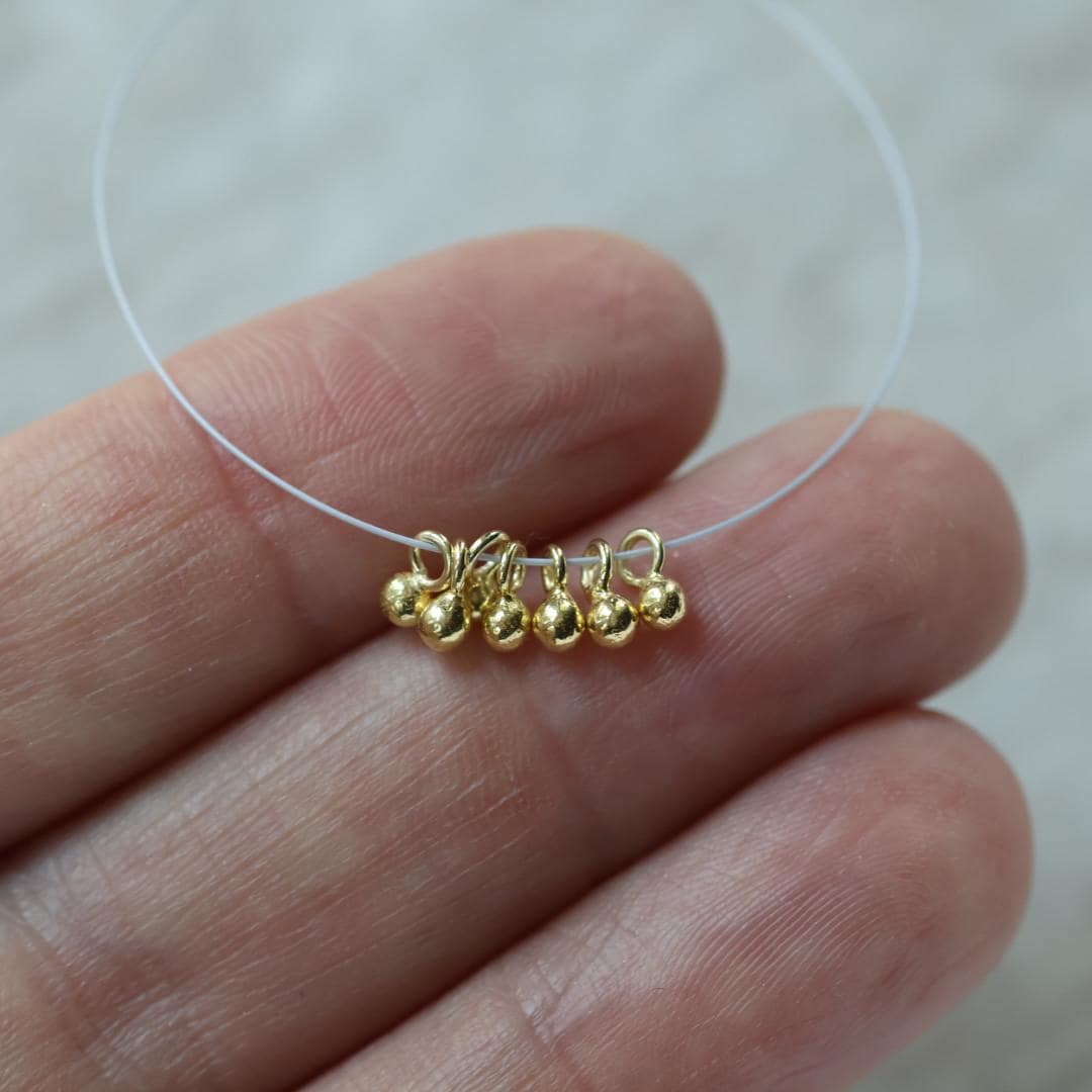 2mm 24k Gold Vermeil Ball Drop Beads 5 Pcs Pendant Charms Spacers Ball with Hoop for DIY Jewelry Making